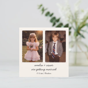 Childhood Photo QR Code Save the Date Vintage Invitation