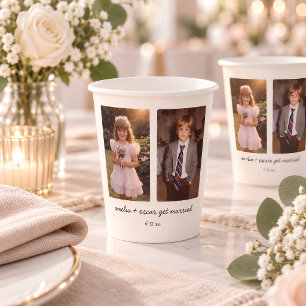 Childhood Photo Wedding Reception Cocktail Party Paper Cups