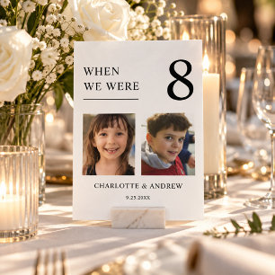 Childhood Photo Wedding Table Number Cards