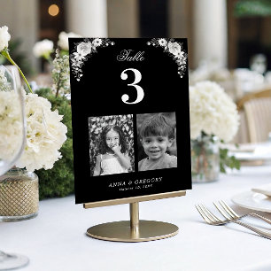 Childhood Pictures Photos Gothic Black Wedding Table Number
