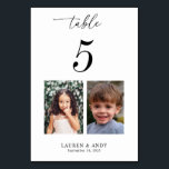 Childhood Pictures Photos Table Number 5 Wedding<br><div class="desc">Decorate your wedding table with this number card,  featuring bride and groom's childhood pictures and custom text of your choice. Easily add your own details by clicking on the "personalize" option.</div>