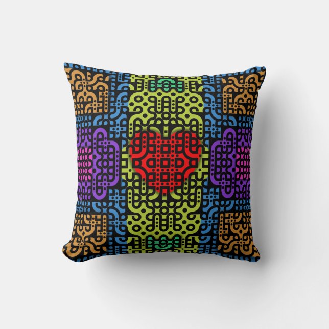 Childhood Revisited Heart Throw Pillow (Front)