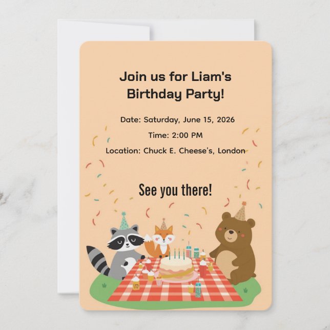 Childish Birthday Invitation Card – Fun Kids Party (Devant)