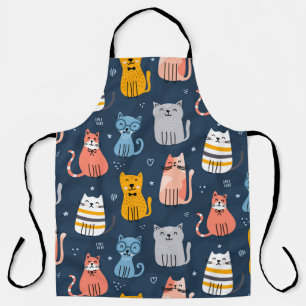 Childish Cute Cats Seamless Design Apron