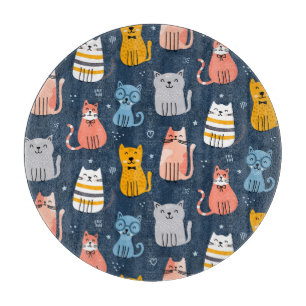 Childish Cute Cats Seamless Design Cutting Board
