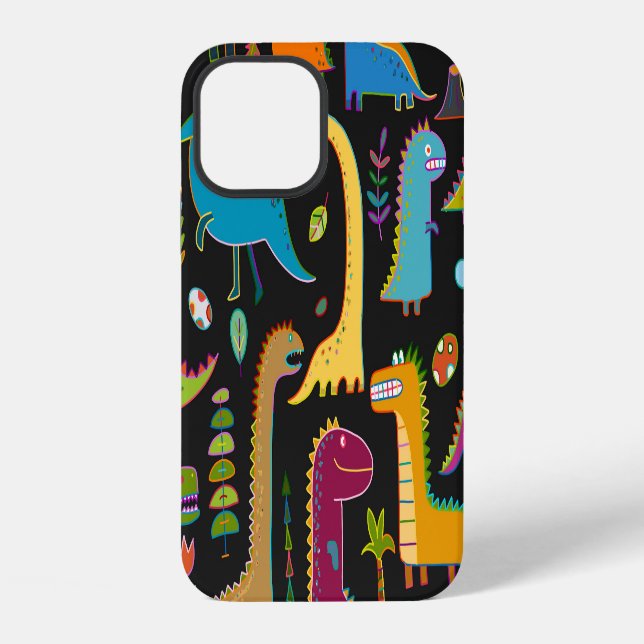 Childish Dinosaurs: Fun Seamless Pattern iPhone Case (Back)