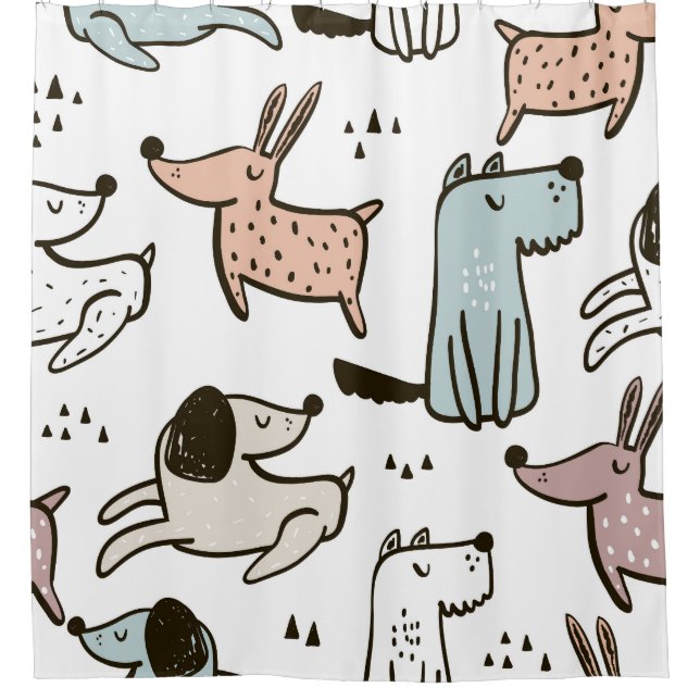 Childish dogs, hand drawn, trendy pattern. (Front)
