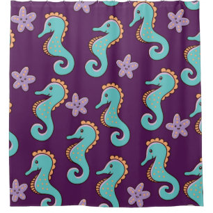 childish nautical seamless pattern with seahorses 