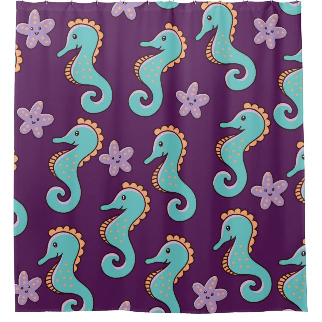 childish nautical seamless pattern with seahorses  (Front)
