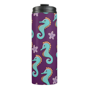 childish nautical seamless pattern with seahorses thermal tumbler