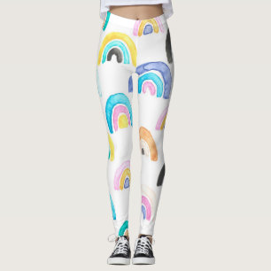 Childish Rainbow, Watercolor Kids Pattern. Leggings