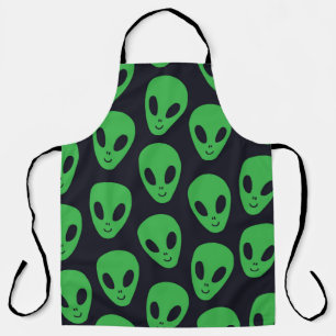 Childish seamless pattern with aliens faces ufo apron