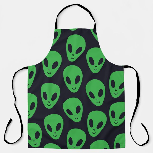 Childish seamless pattern with aliens faces ufo apron (Front)