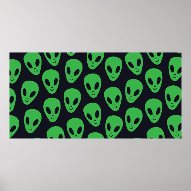 Childish seamless pattern with aliens faces ufo poster (Front)