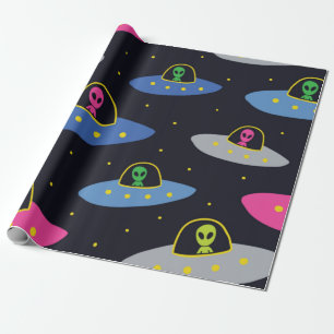 Childish seamless pattern with hand drawn cosmos u wrapping paper