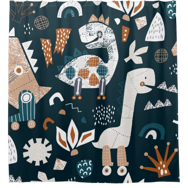 Childish seamless pattern with hand drawn dinosaur (Front)