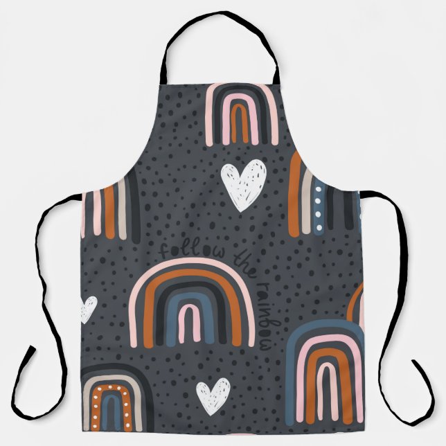 Childish seamless pattern with hand drawn rainbow, apron (Front)