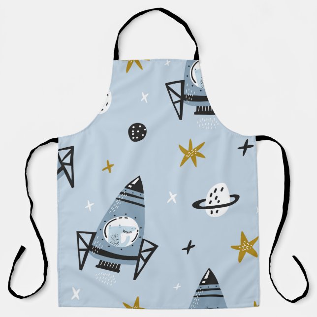 Childish seamless pattern with hand drawn space el apron (Front)