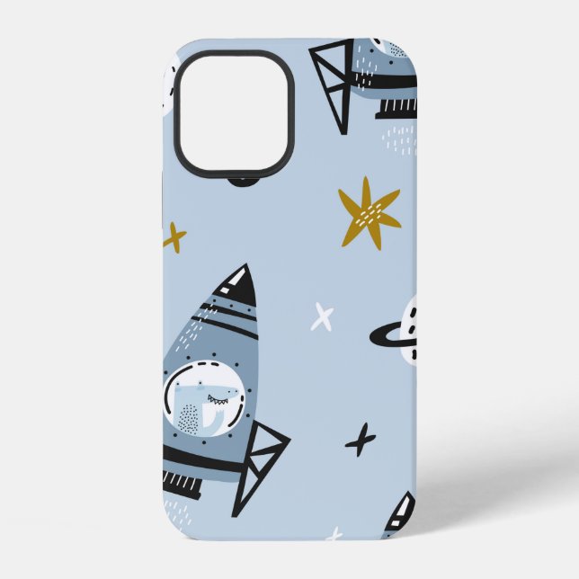 Childish seamless pattern with hand drawn space el iPhone case (Back)