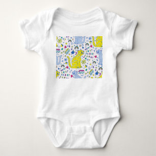 Childish Tiger and Rainbow Pattern Baby Bodysuit