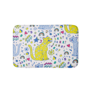 Childish Tiger and Rainbow Pattern Bath Mat