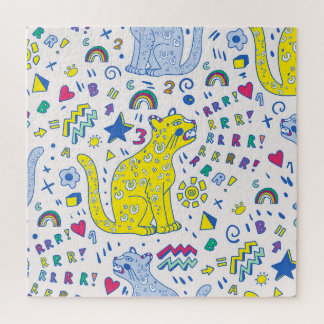 Childish Tiger and Rainbow Pattern Jigsaw Puzzle