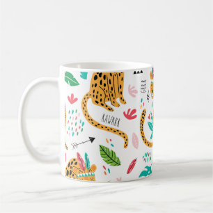 Childish Tribal Leopards Tropical Pattern Coffee Mug