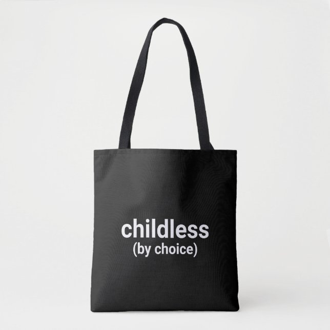 Childless by choice minimalist typography black tote bag (Front)