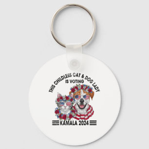 Childless Cat And Dog Lady Is Voting Kamala Harris Keychain