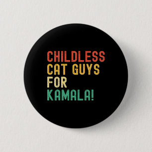 Childless Cat Guys For Kamala Harris 2024 Vintage 2 Inch Round Button