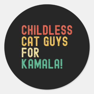 Childless Cat Guys For Kamala Harris 2024 Vintage  Classic Round Sticker