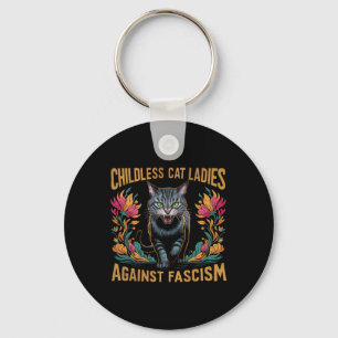 Childless Cat Ladies Against Fascism Funny Politic Keychain