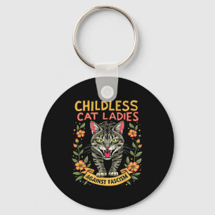Childless Cat Ladies Against Fascism Keychain
