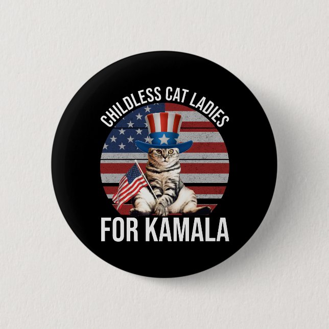 Childless Cat Ladies For Kamala 2 Inch Round Button (Front)