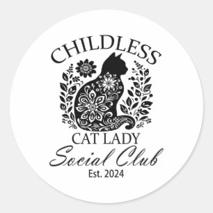 Childless Cat Ladies Social Club Meme Cat Kamala-h Classic Round Sticker