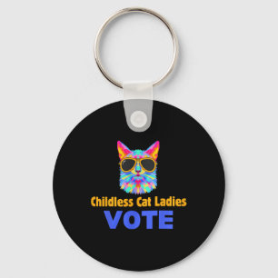 Childless Cat Ladies Vote Blue Keychain