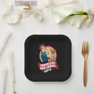 Childless Cat Ladies Vote Dog The Riveter Dog  Paper Plate