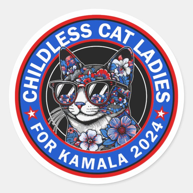 Childless Cat Ladies Vote Kamala US 2024 Dems  Classic Round Sticker (Front)