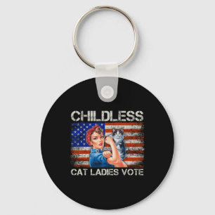Childless Cat Ladies Vote Rosie The Riveter Electi Keychain