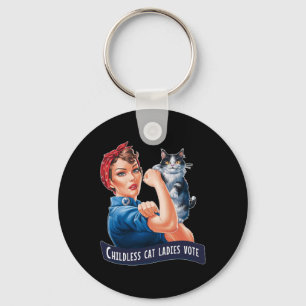 Childless Cat Ladies Vote Rosie The Riveter Keychain