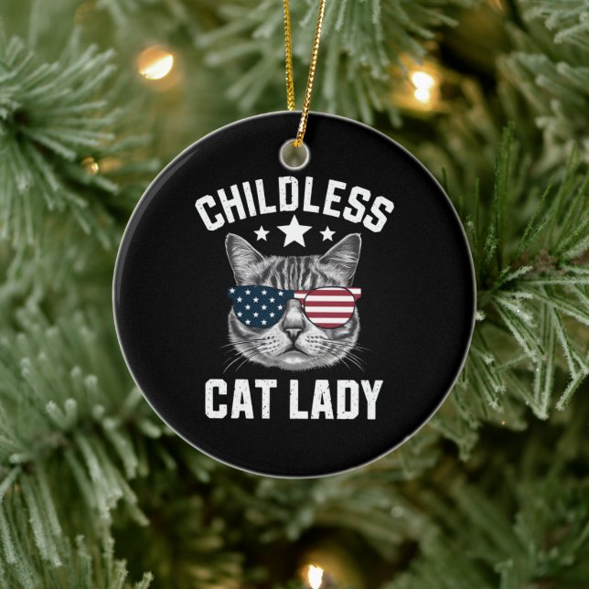 Childless Cat Lady 2024  Ceramic Ornament (Tree)