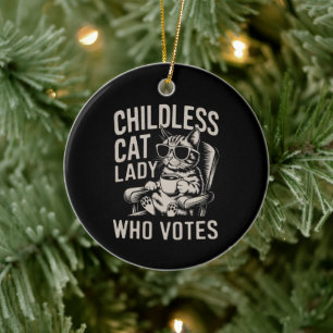 Childless Cat Lady 2024 Election Vote Kamala Ceramic Ornament