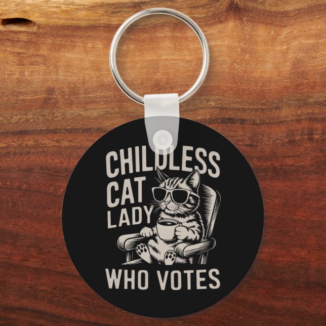 Childless Cat Lady 2024 Election Vote Kamala  Keychain (Front)