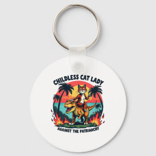 Childless Cat Lady Against The Patriarchy Cat Ridi Keychain