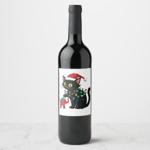Childless Cat Lady Christmas Kamala Trump Wine Label