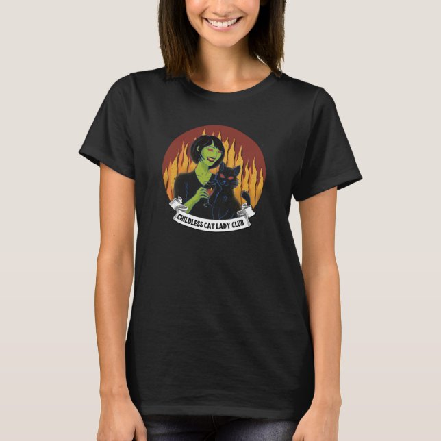 Childless Cat Lady Club - (clean chin) T-shirt (Front)