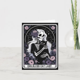 Childless Cat Lady Cute Gothic Skeleton Tarot Card