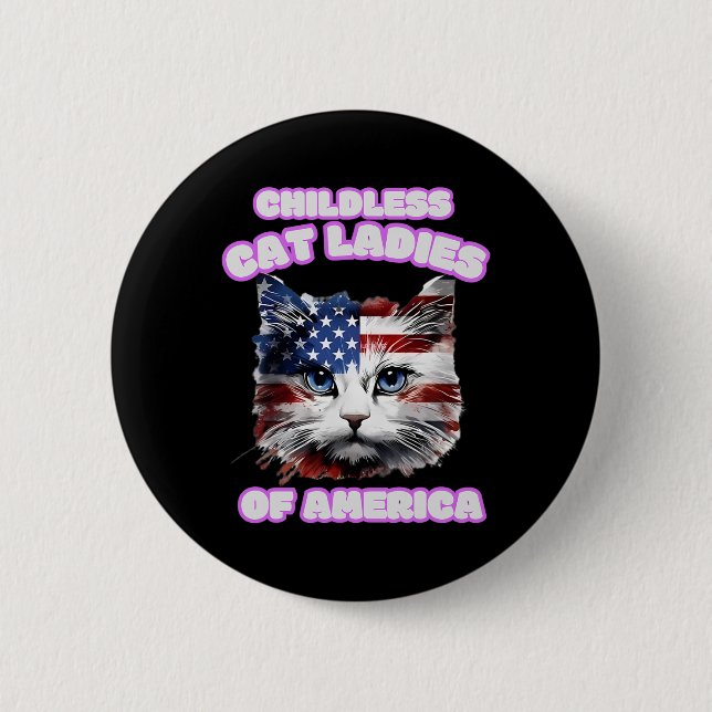 Childless Cat Lady For Kamala  2 Inch Round Button (Front)