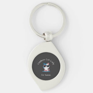 Childless Cat Lady for Kamala Cartoon Keychain