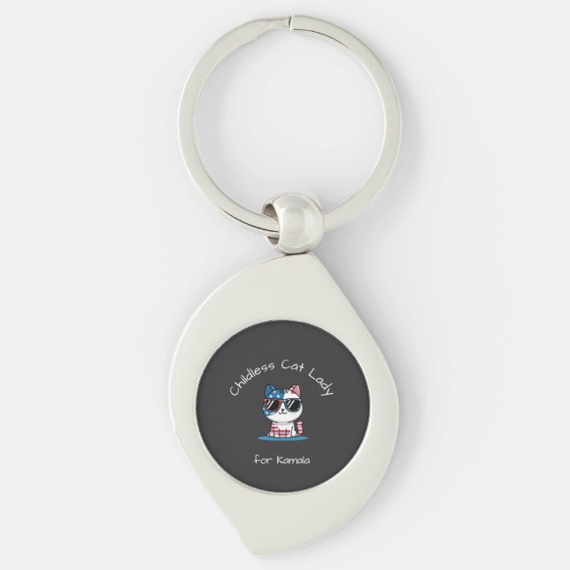 Childless Cat Lady for Kamala Cartoon Keychain (Front)